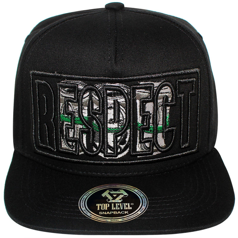 TOP LEVEL : RESPECT | Front-raised Verbiage Design Snapback Cap