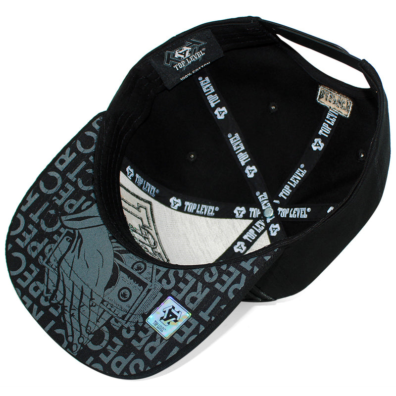 TOP LEVEL : RESPECT | Front-raised Verbiage Design Snapback Cap