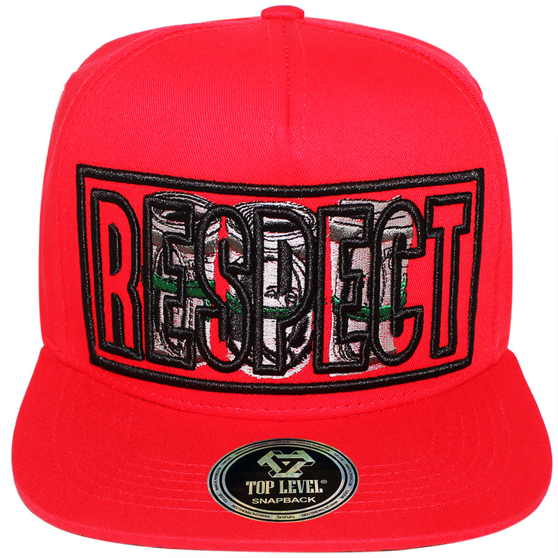 TOP LEVEL : RESPECT | Front-raised Verbiage Design Snapback Cap