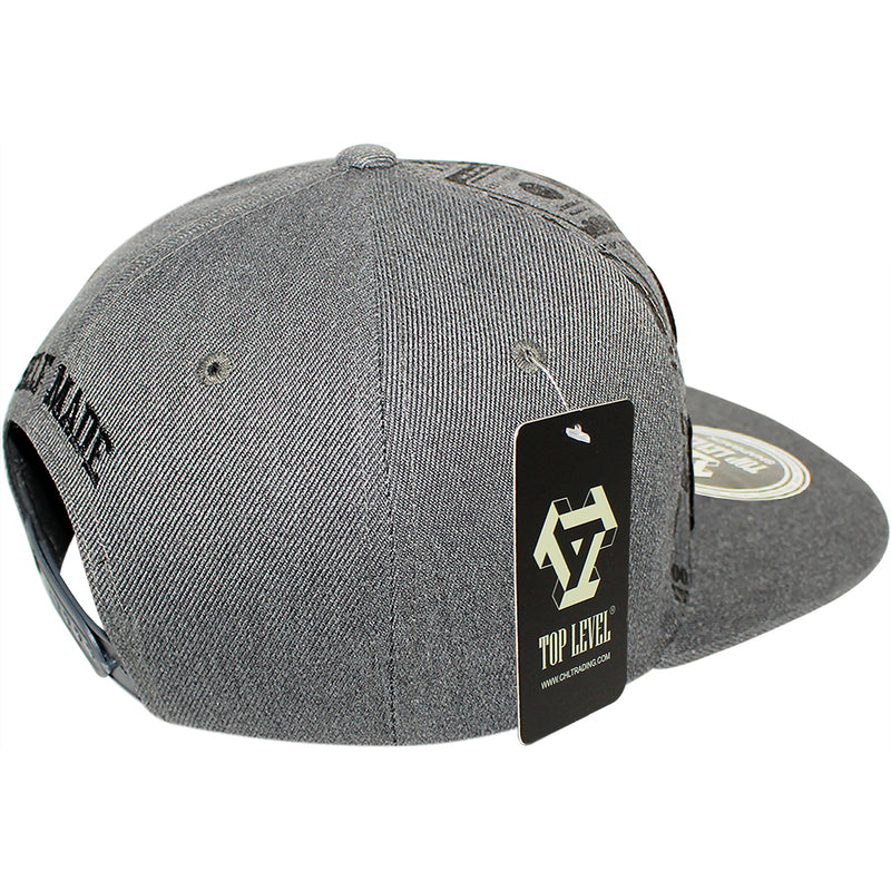 TOP LEVEL : SELF MADE | Verbiage with All-over Bill Print Design Snapback Cap