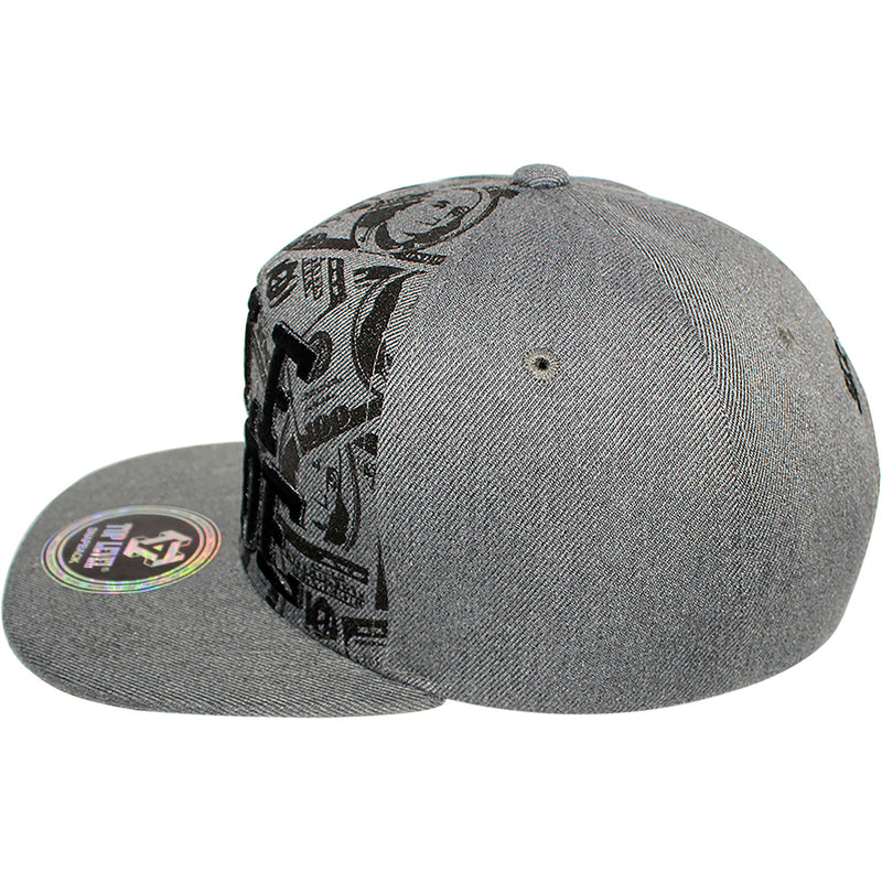 TOP LEVEL : SELF MADE | Verbiage with All-over Bill Print Design Snapback Cap