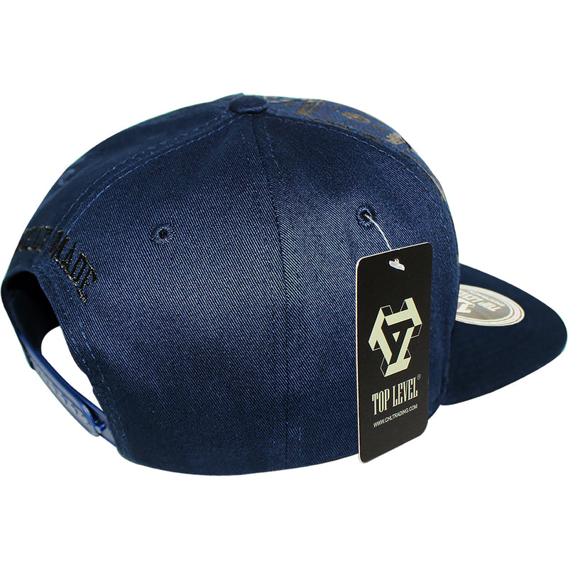 TOP LEVEL : SELF MADE | Verbiage with All-over Bill Print Design Snapback Cap