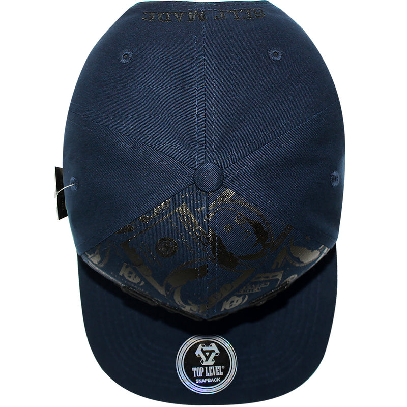 TOP LEVEL : SELF MADE | Verbiage with All-over Bill Print Design Snapback Cap