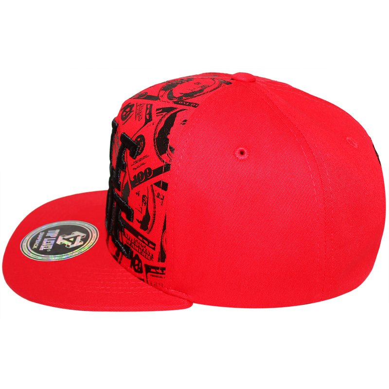 TOP LEVEL : SELF MADE | Verbiage with All-over Bill Print Design Snapback Cap