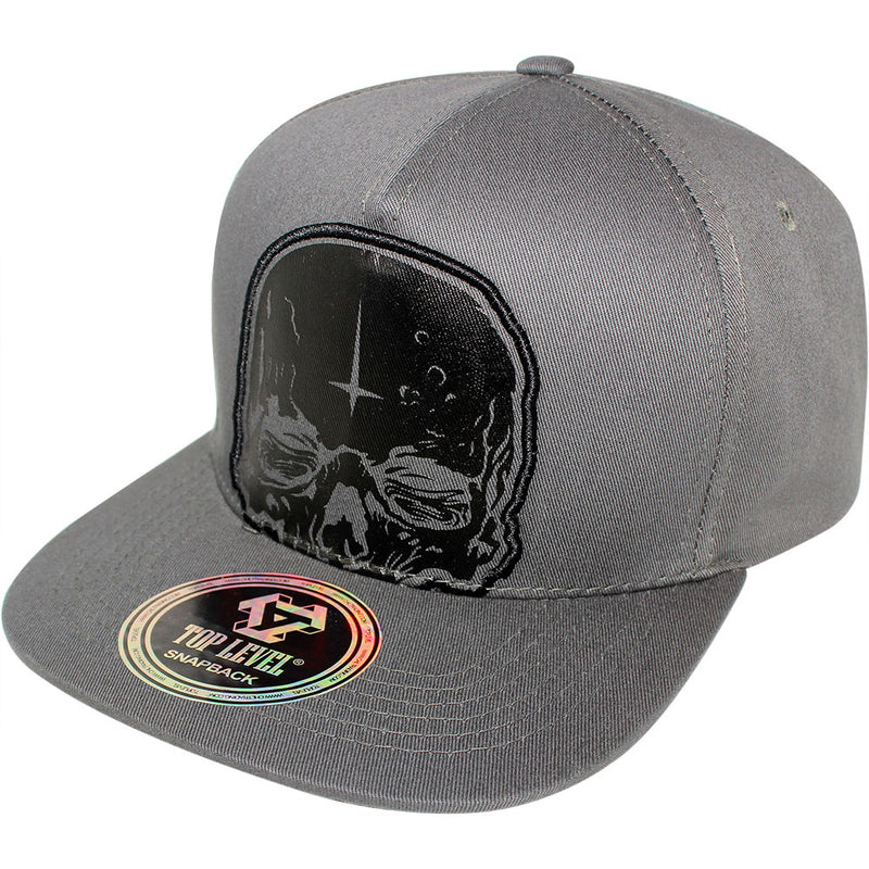 TOP LEVEL : SKULL | Head Print with Front Raised Outline Embroidery Design Snapback Cap