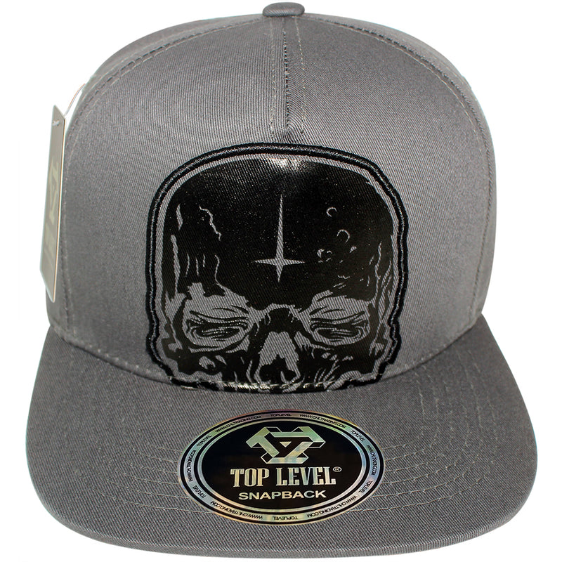 TOP LEVEL : SKULL | Head Print with Front Raised Outline Embroidery Design Snapback Cap