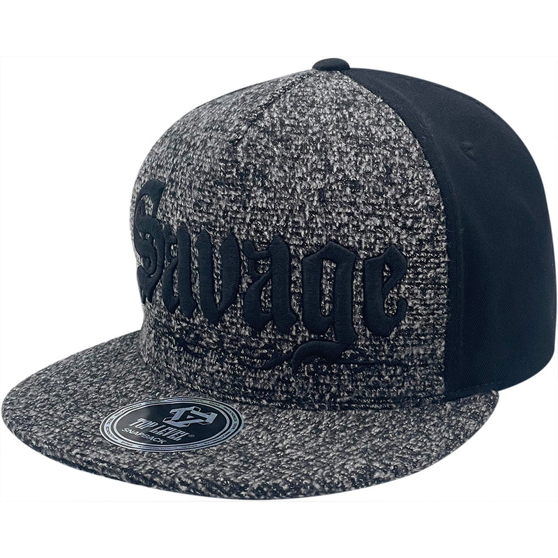 TOP LEVEL : SAVAGE | Verbiage with Two-tone Wool Fabric Design Snapback Cap