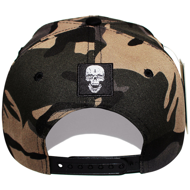 TOP LEVEL : SKULL | Head Print with Front Raised Outline Embroidery Design Snapback Cap