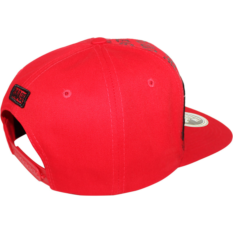 TOP LEVEL : SAVAGE | Front-raised Verbiage with Red Cotton Patch Design Snapback Cap