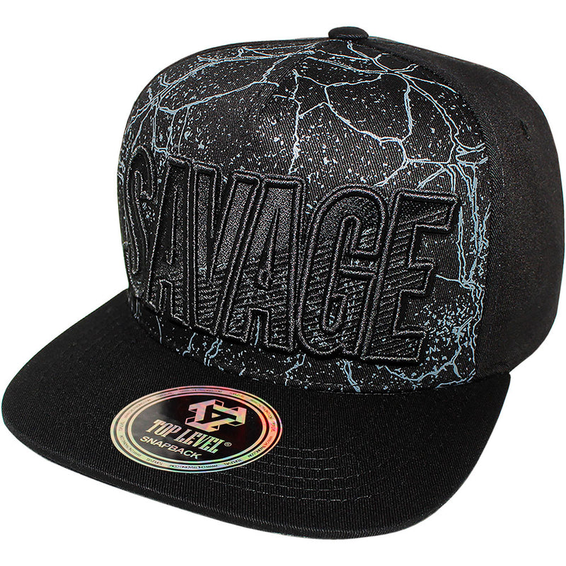 TOP LEVEL : SAVAGE | Verbiage with Marble Pattern Print Design Snapback Cap