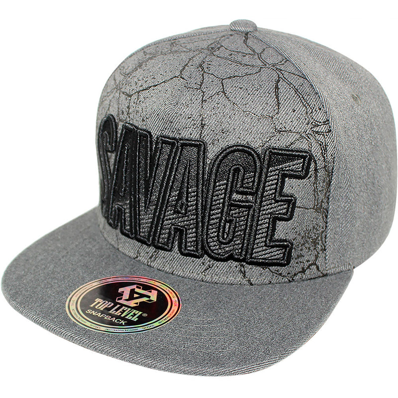 TOP LEVEL : SAVAGE | Verbiage with Marble Pattern Print Design Snapback Cap