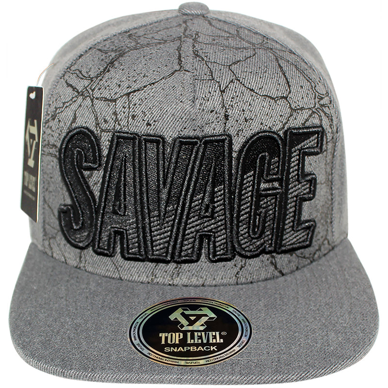 TOP LEVEL : SAVAGE | Verbiage with Marble Pattern Print Design Snapback Cap