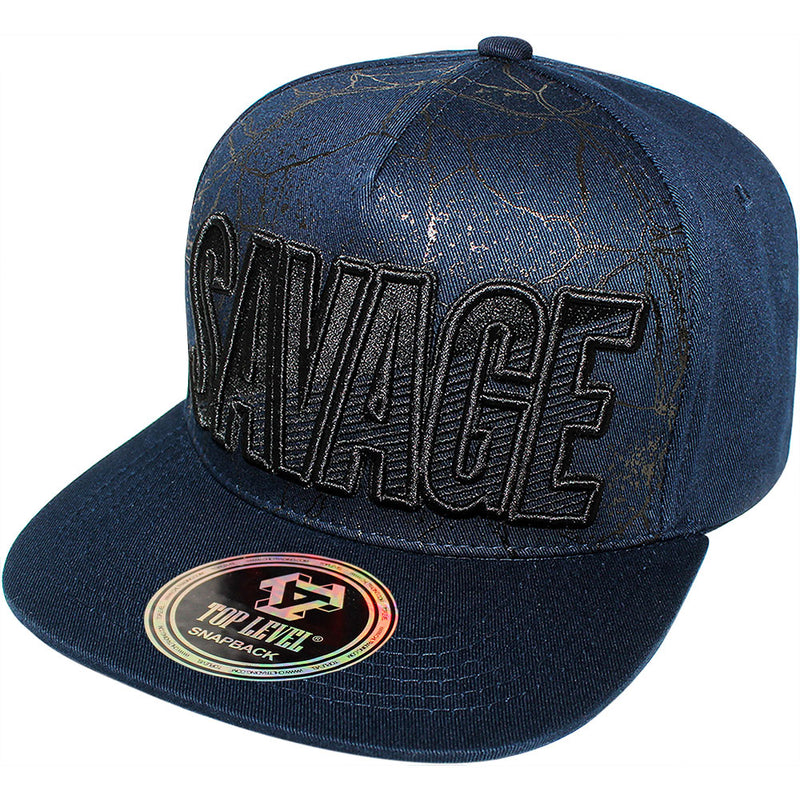 TOP LEVEL : SAVAGE | Verbiage with Marble Pattern Print Design Snapback Cap