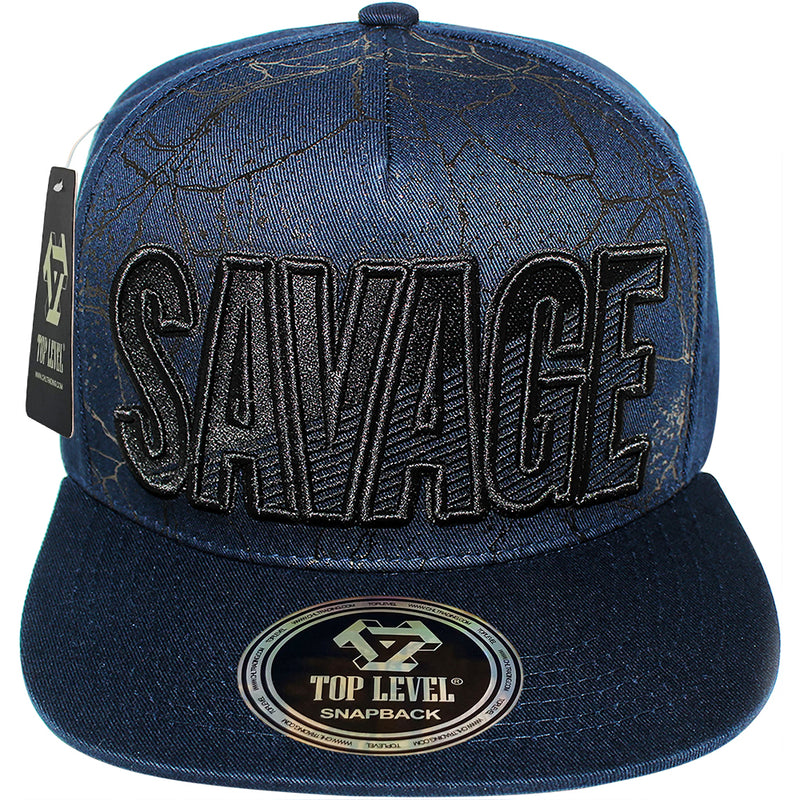 TOP LEVEL : SAVAGE | Verbiage with Marble Pattern Print Design Snapback Cap