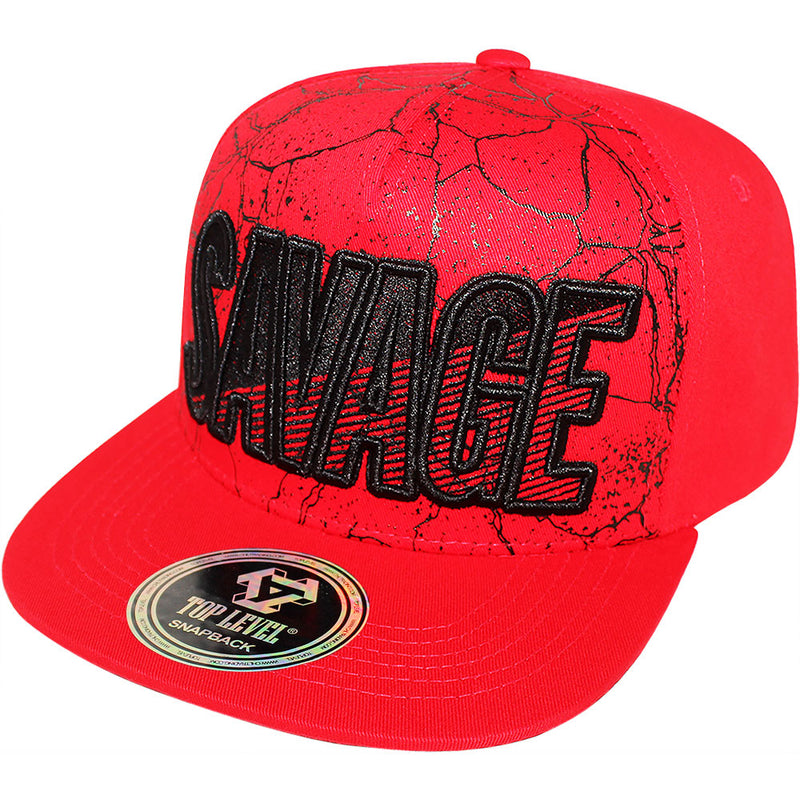 TOP LEVEL : SAVAGE | Verbiage with Marble Pattern Print Design Snapback Cap