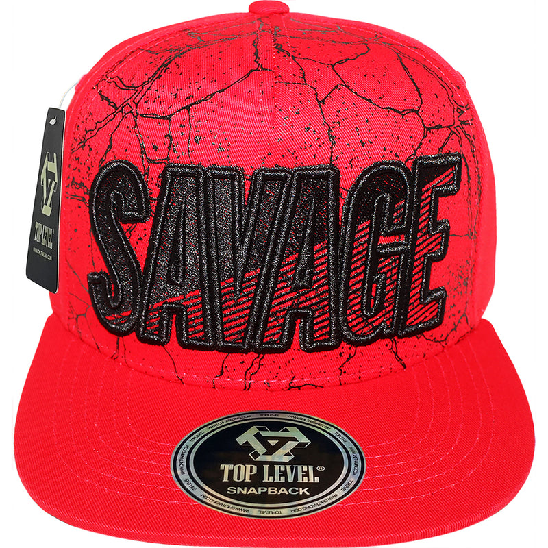 TOP LEVEL : SAVAGE | Verbiage with Marble Pattern Print Design Snapback Cap