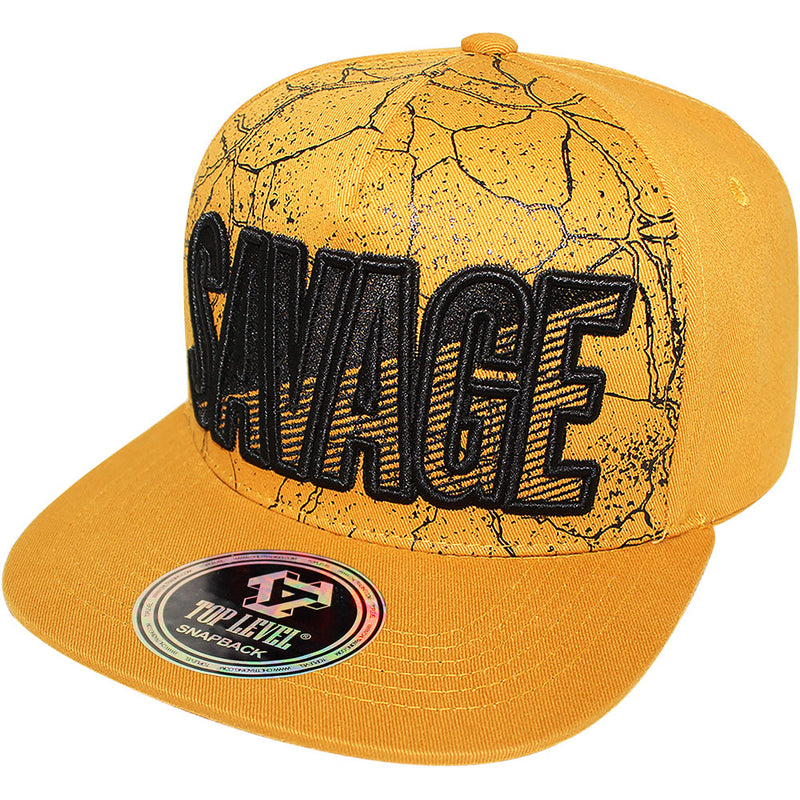 TOP LEVEL : SAVAGE | Verbiage with Marble Pattern Print Design Snapback Cap