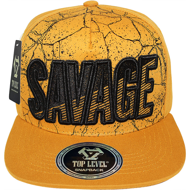 TOP LEVEL : SAVAGE | Verbiage with Marble Pattern Print Design Snapback Cap