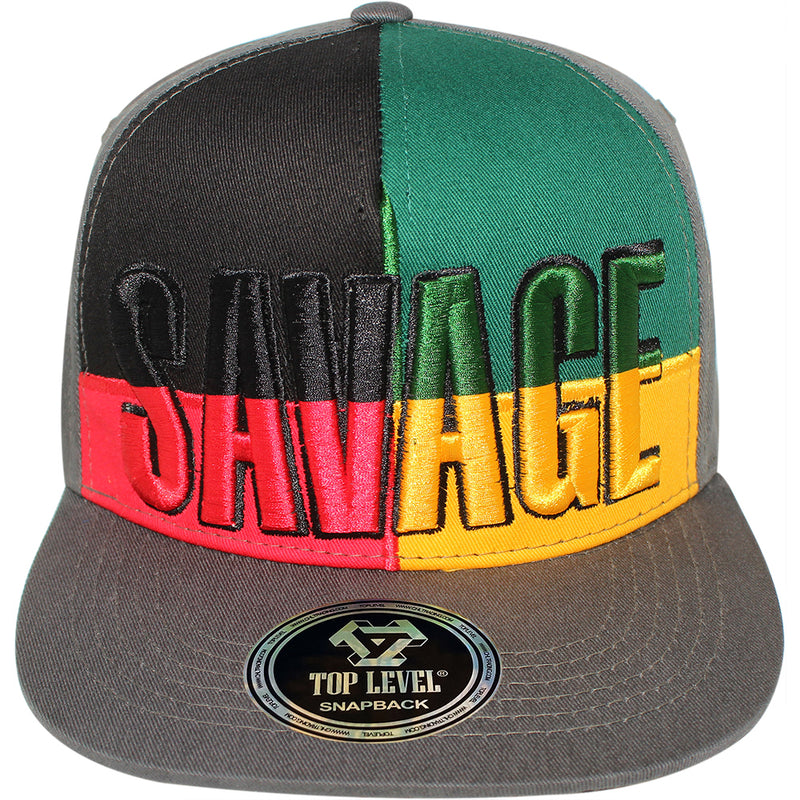 TOP LEVEL : SAVAGE | Front Raised Embroidery with Color Block Design Snapback Cap