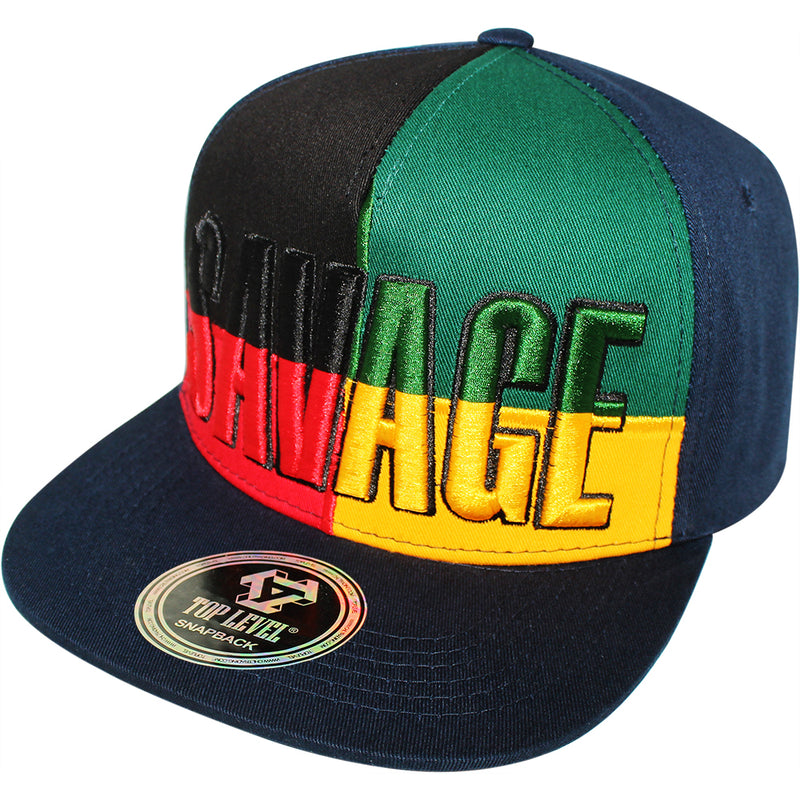 TOP LEVEL : SAVAGE | Front Raised Embroidery with Color Block Design Snapback Cap