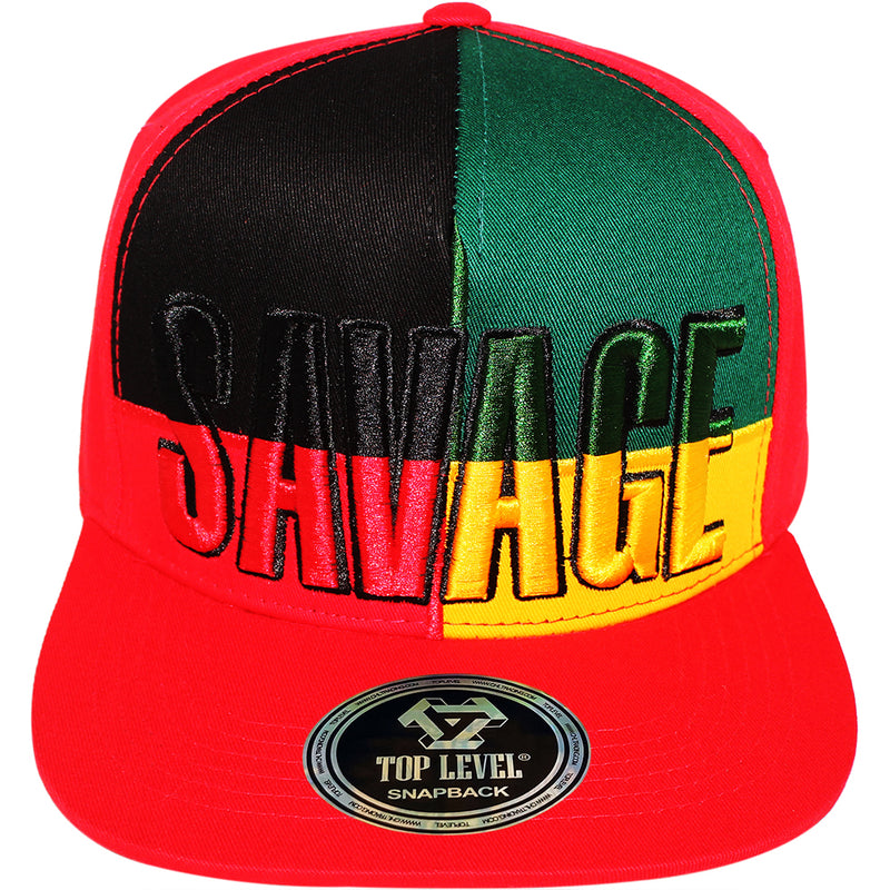 TOP LEVEL : SAVAGE | Front Raised Embroidery with Color Block Design Snapback Cap