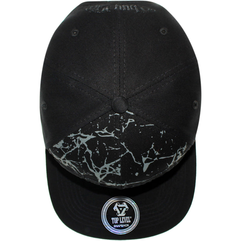 TOP LEVEL : THUG LIFE | Verbiage Design with Marble Print Design Snapback Cap