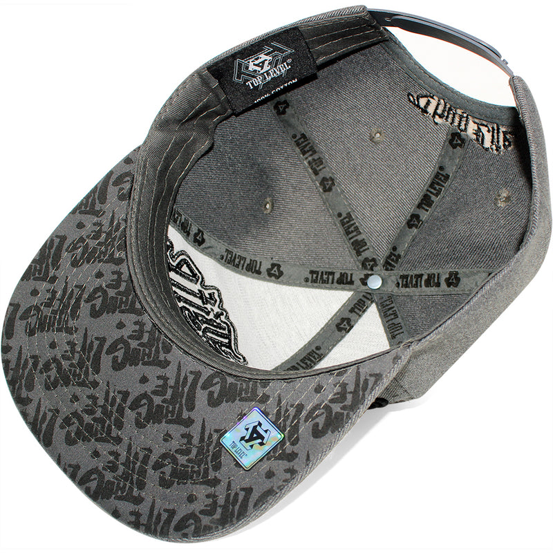 TOP LEVEL : THUG LIFE | Verbiage Design with Marble Print Design Snapback Cap