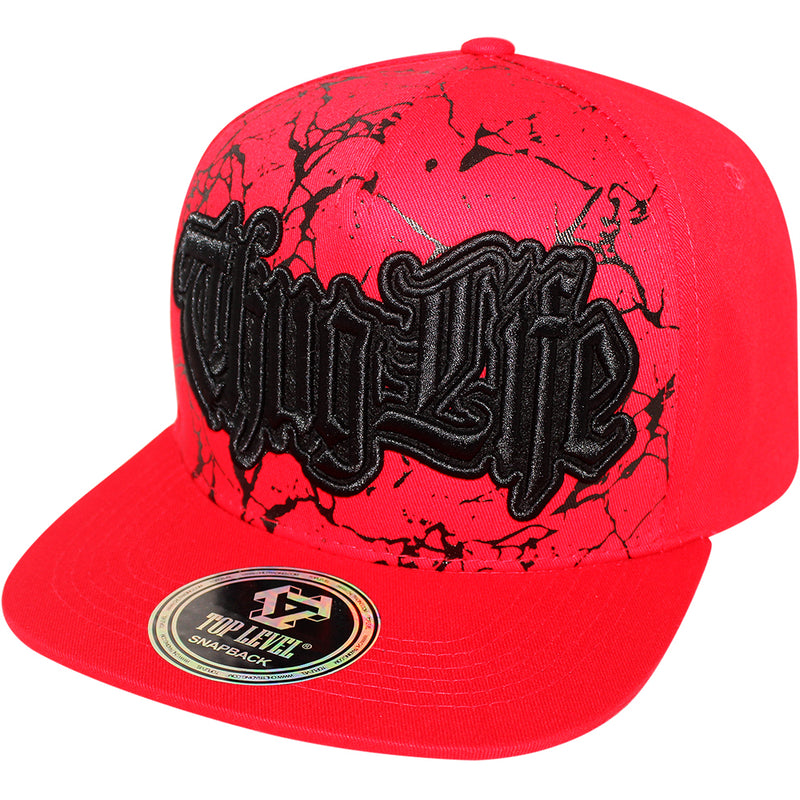 TOP LEVEL : THUG LIFE | Verbiage Design with Marble Print Design Snapback Cap