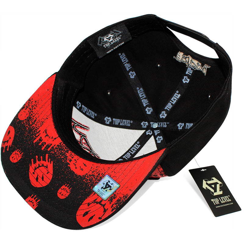 TOP LEVEL : TRIPPY | Verbiage with Drippin' Smiley Face Print Design Snapback Cap