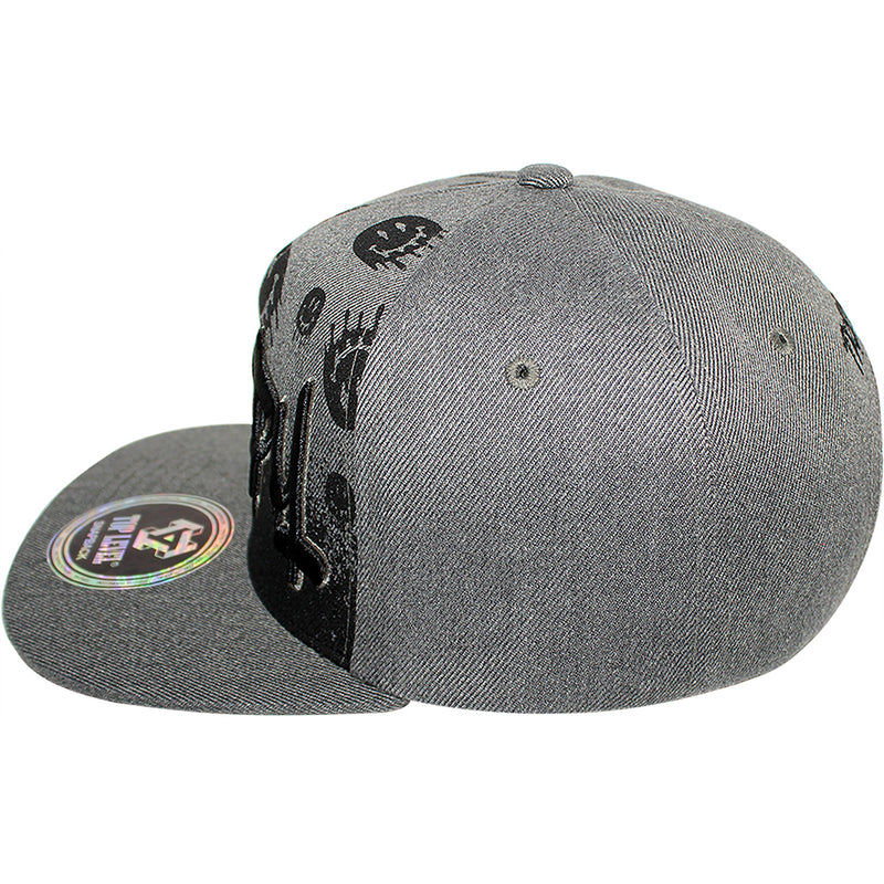 TOP LEVEL : TRIPPY | Verbiage with Drippin' Smiley Face Print Design Snapback Cap