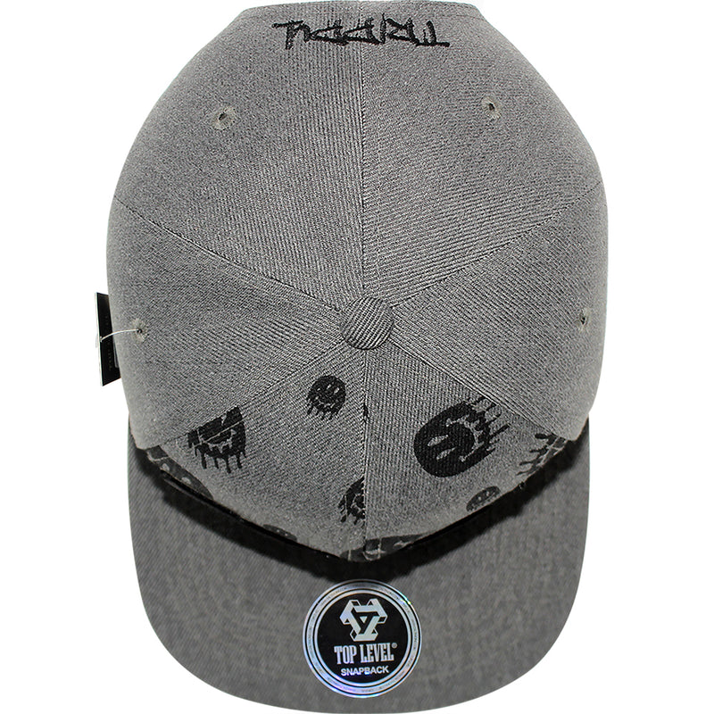 TOP LEVEL : TRIPPY | Verbiage with Drippin' Smiley Face Print Design Snapback Cap