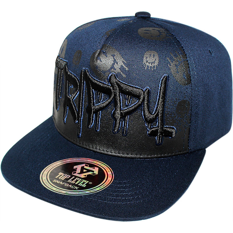 TOP LEVEL : TRIPPY | Verbiage with Drippin' Smiley Face Print Design Snapback Cap