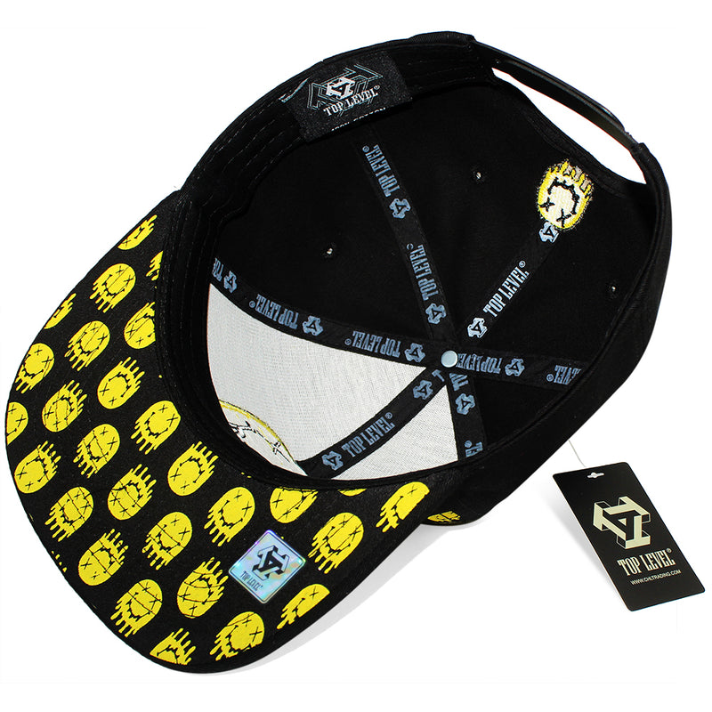 TOP LEVEL : SMILE | Drippin' Smiley Face with All-over Print Design Snapback Cap