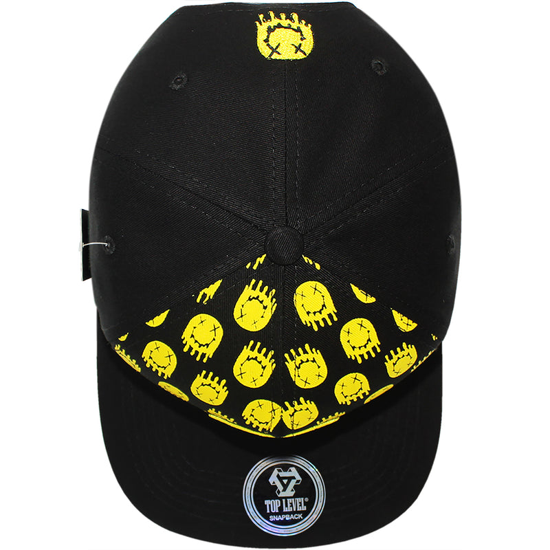 TOP LEVEL : SMILE | Drippin' Smiley Face with All-over Print Design Snapback Cap