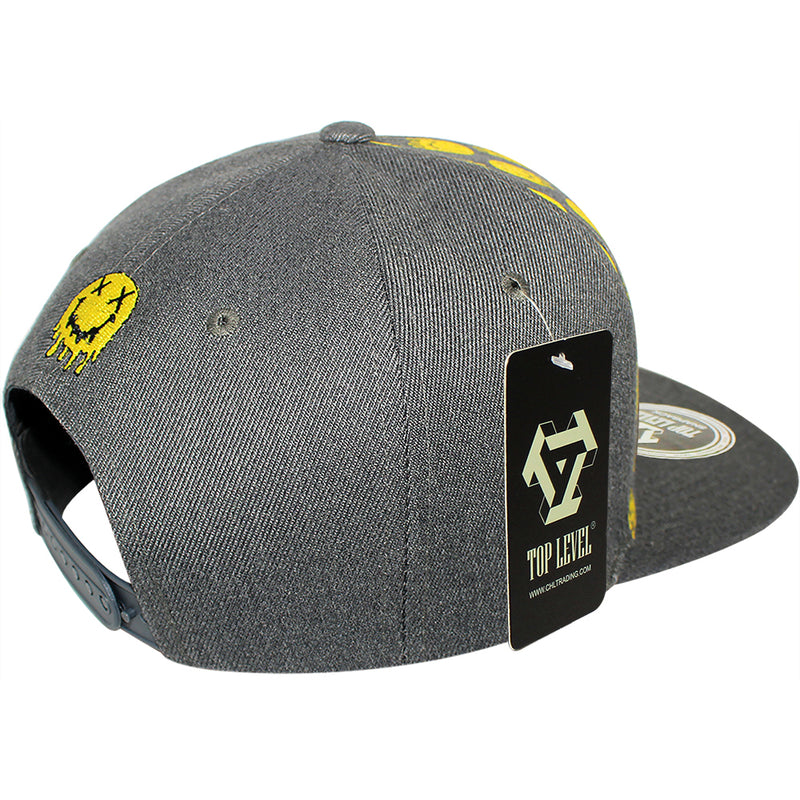 TOP LEVEL : SMILE | Drippin' Smiley Face with All-over Print Design Snapback Cap