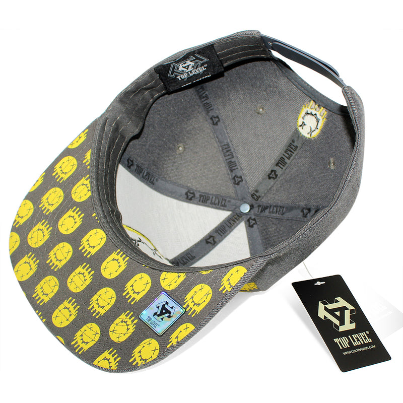 TOP LEVEL : SMILE | Drippin' Smiley Face with All-over Print Design Snapback Cap