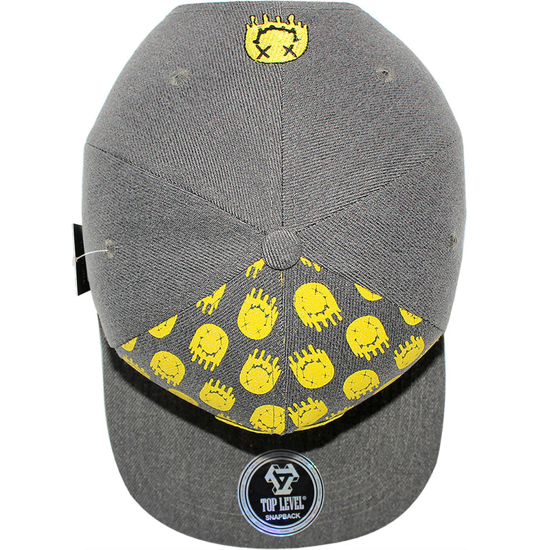 TOP LEVEL : SMILE | Drippin' Smiley Face with All-over Print Design Snapback Cap