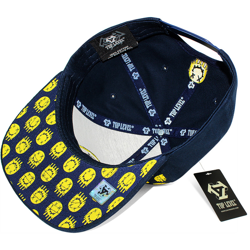 TOP LEVEL : SMILE | Drippin' Smiley Face with All-over Print Design Snapback Cap