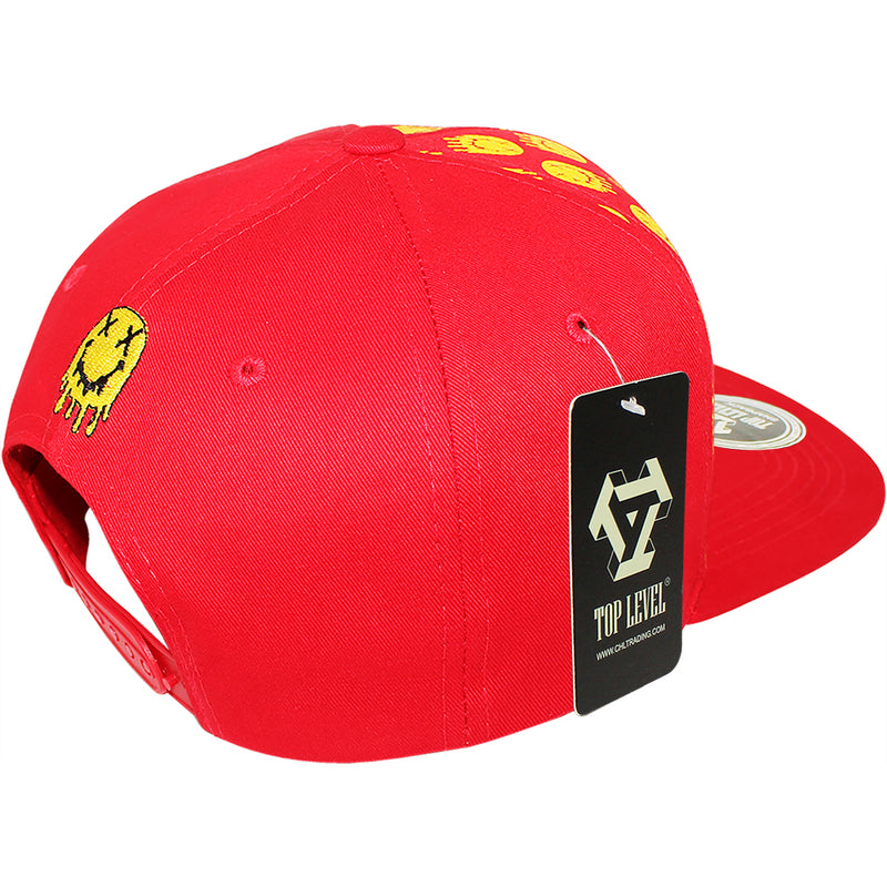 TOP LEVEL : SMILE | Drippin' Smiley Face with All-over Print Design Snapback Cap