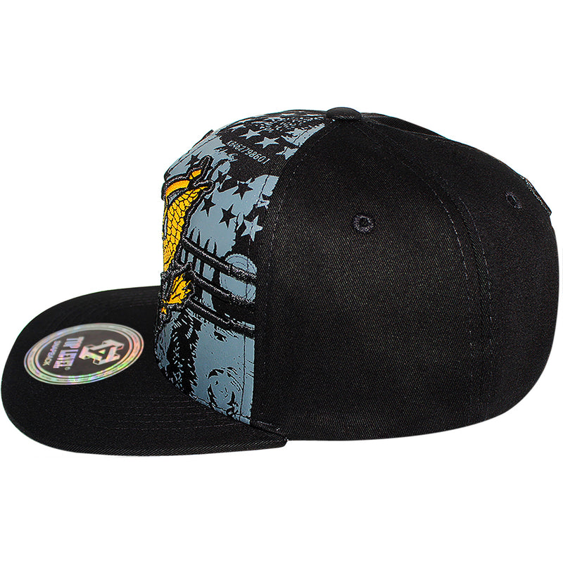 TOP LEVEL : USA | Embroidered Gold American Bald Eagle Emblem Design Snapback Cap