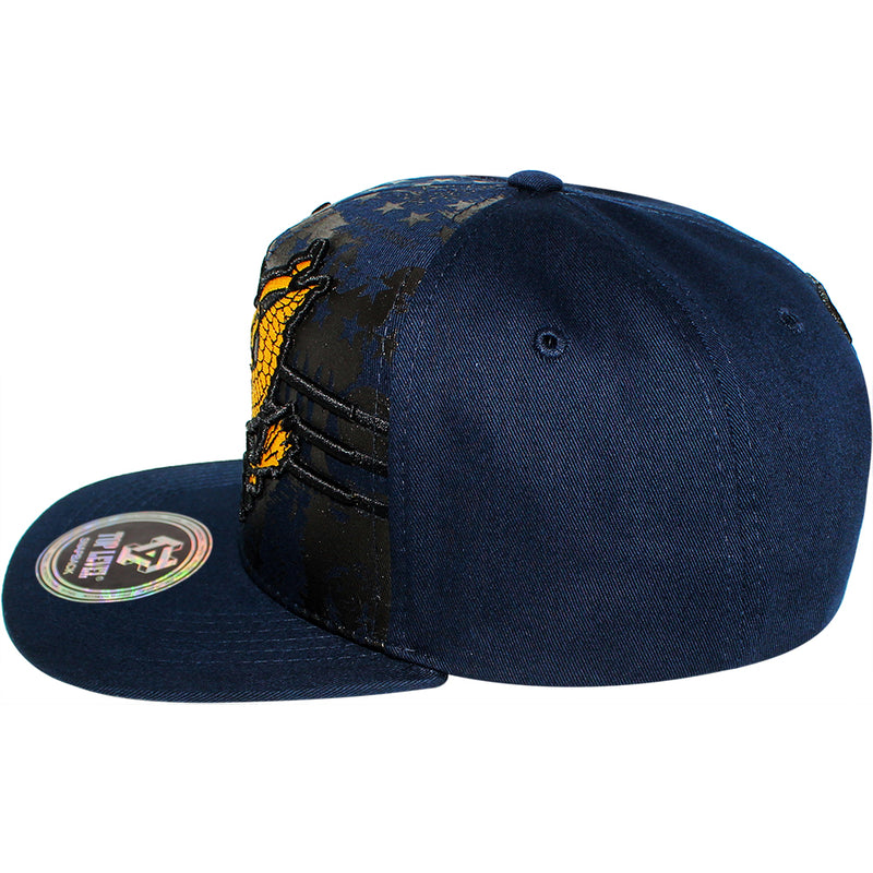 TOP LEVEL : USA | Embroidered Gold American Bald Eagle Emblem Design Snapback Cap