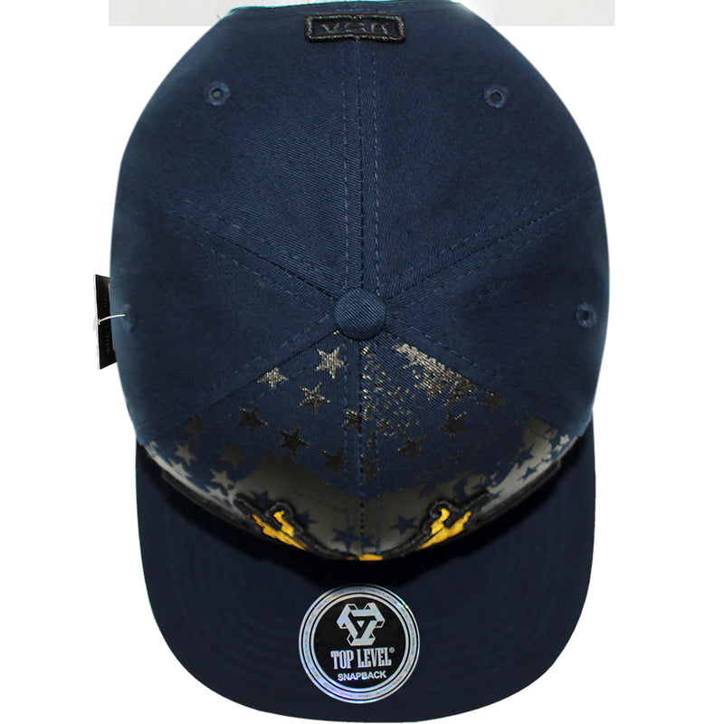 TOP LEVEL : USA | Embroidered Gold American Bald Eagle Emblem Design Snapback Cap