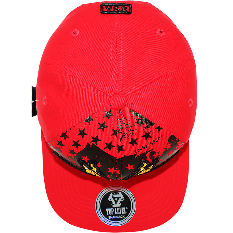 TOP LEVEL : USA | Embroidered Gold American Bald Eagle Emblem Design Snapback Cap