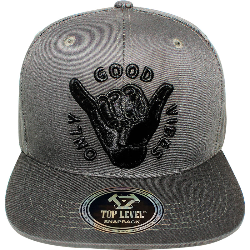 TOP LEVEL : GOOD VIBES ONLY | Shaka Sign Design Snapback Cap