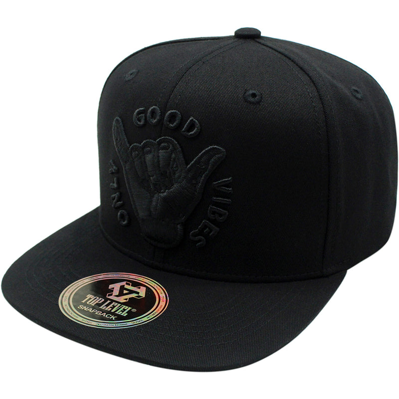 TOP LEVEL : GOOD VIBES ONLY | Shaka Sign Design Snapback Cap