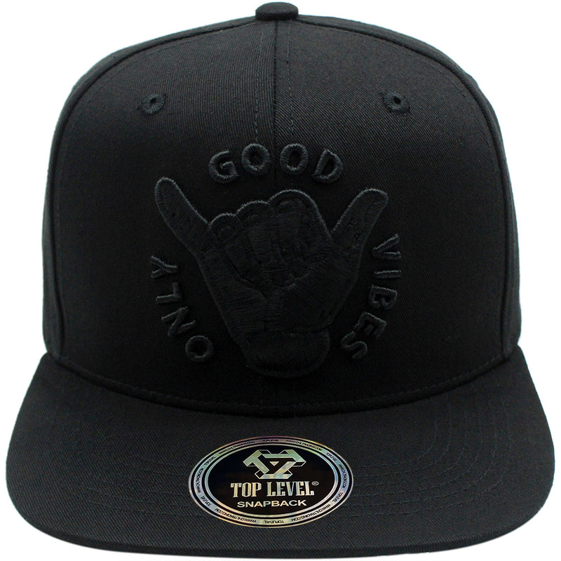 TOP LEVEL : GOOD VIBES ONLY | Shaka Sign Design Snapback Cap