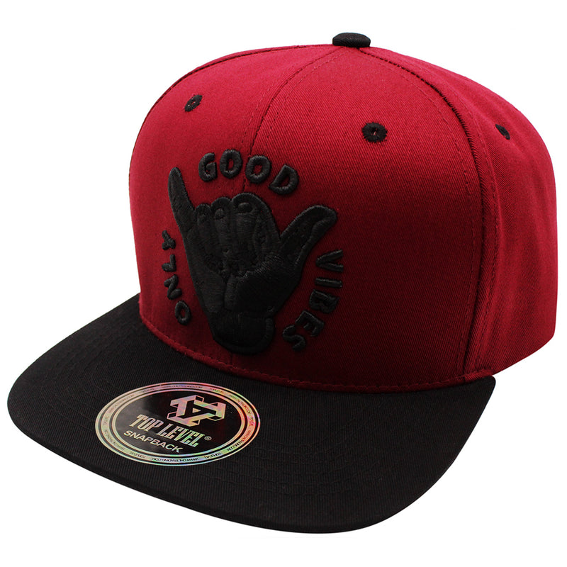 TOP LEVEL : GOOD VIBES ONLY | Shaka Sign Design Snapback Cap