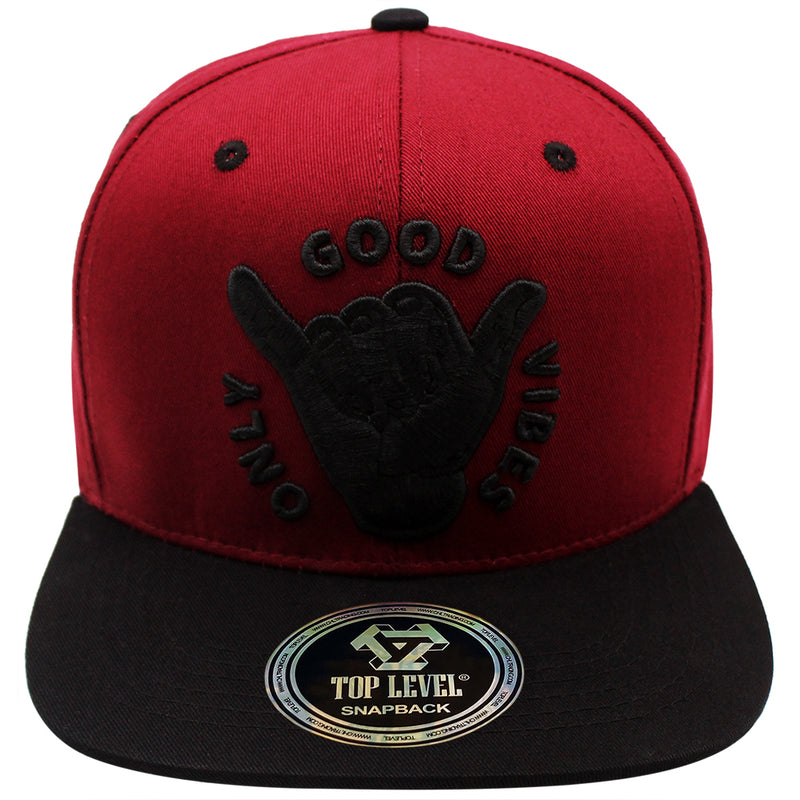 TOP LEVEL : GOOD VIBES ONLY | Shaka Sign Design Snapback Cap