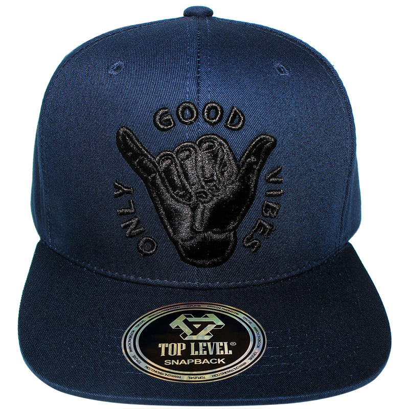 TOP LEVEL : GOOD VIBES ONLY | Shaka Sign Design Snapback Cap